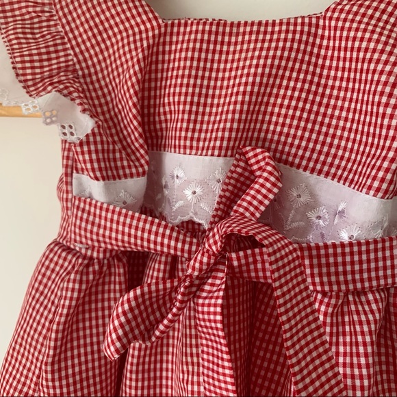 Super sweet vintage dress 12-18 months red and white gingham pattern - Picture 2 of 3
